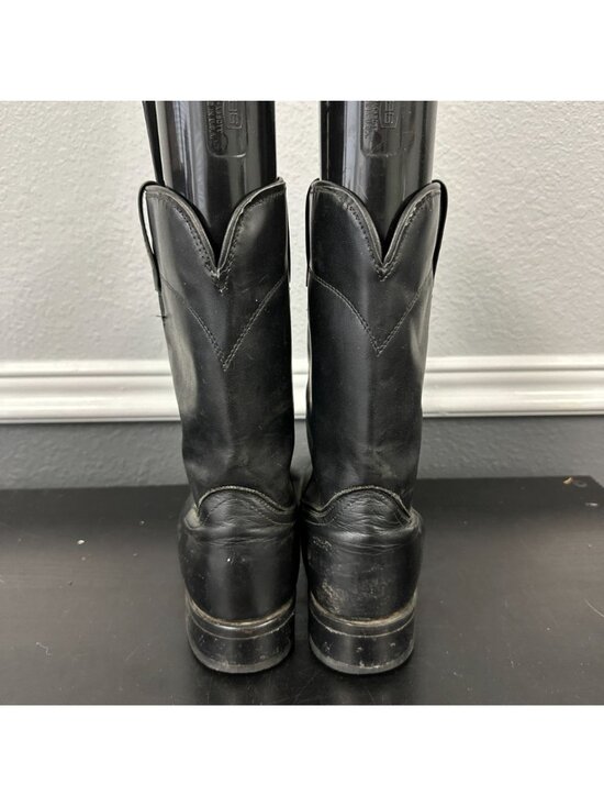Laredo 7902 Saddle Roper Black Leather Cowboy Boots Mens 8 EE Wide USA Made main image 11